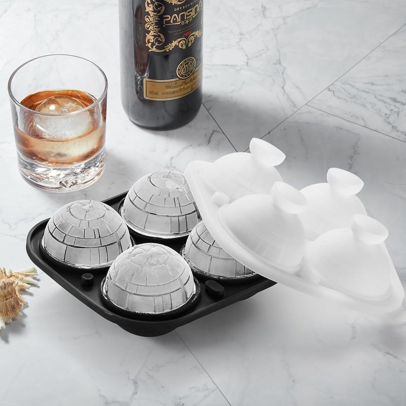 ACOOKEE Death Star Ice Cube Molds, Nerd Whiskey Gifts for Men Geeks, Fun Shapes Large Ball Ice Cube Mold for Cocktails, Bourbon - Image 2